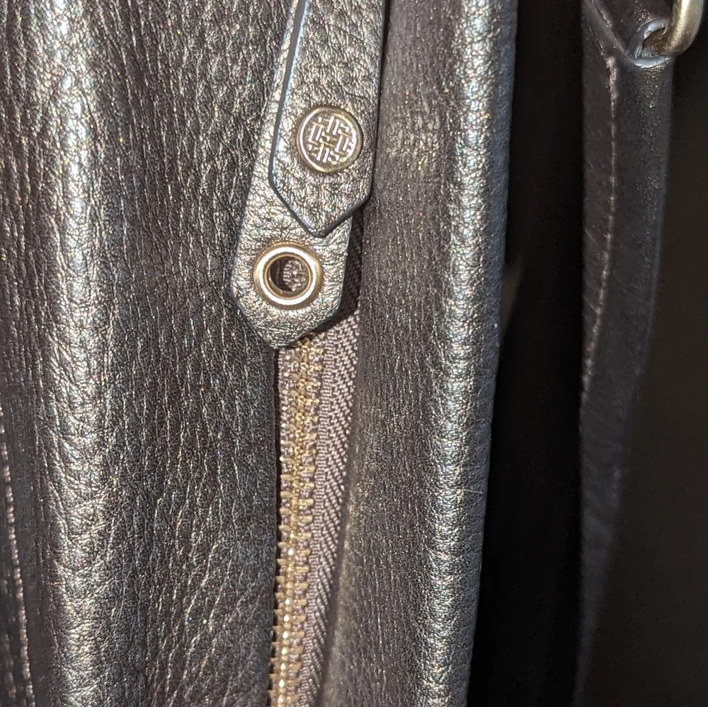 Cole Haan Bronze Brown Soft Pebbled Leather Ruched Shoulder Hobo Purse B…